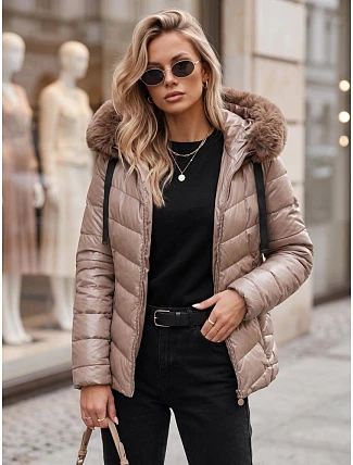 Dámska prešívaná zimná bunda s kapucňou MIRIAL tmavo béžová FashionStreet TY3771 Dámska prešívaná zimná bunda s kapucňou MIRIAL tmavo béžová FashionStreet TY3771