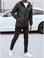 Pánska prechodná softshellová bunda s kapucňou tmavosivá FashionStreet TX4818