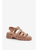 Sandały Rzymianki Damskie Beżowe Rosarose