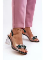 Sandały Transparentne Na Słupku Z Ozdobami Zielone D&A MR38-D1