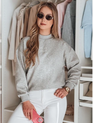 Dámska nadrozmerná mikina s nášivkou LOVASON sivá FashionStreet BY1419