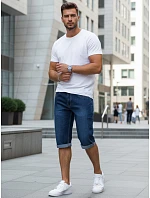 Pánske džínsové šortky s vyhrnutými nohavicami tmavomodré FashionStreet SX2614 Pánske džínsové šortky s vyhrnutými nohavicami tmavomodré FashionStreet SX2614