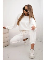 Súprava tepláky + nohavice maslová látka biela