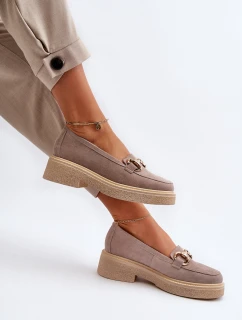 Zazoo 3429 Zamszowe Mokasyny Damskie Z Ozdobą Cappuccino