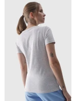 Damski Gładki T-Shirt Z Logo Szary 4F 4FWMM00TTSHF1845-27M