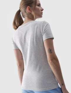 Damski Gładki T-Shirt Z Logo Szary 4F 4FWMM00TTSHF1845-27M