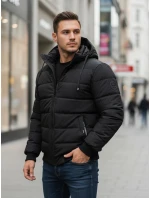 Pánska prešívaná zimná bunda s kapucňou čierna FashionStreet TX5094 Pánska prešívaná zimná bunda s kapucňou čierna FashionStreet TX5094