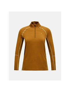 Termotriko PEAK PERFORMANCE Magic Half Zip Wool-blend Baselayer Women, hnedé