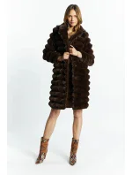 Dámsky kabát prešívaný COT0590-017 Tmavo hnedý - Monnari