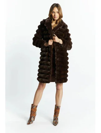 Dámsky kabát prešívaný COT0590-017 Tmavo hnedý - Monnari