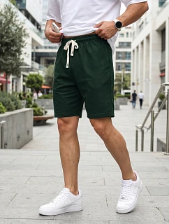 Pánske teplákové šortky, tmavozelené, FashionStreet SX2634