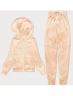 Dámska velúrová súprava v broskyňovej farbe s mikinou na zips (8C1176-150) Dámska velúrová súprava v broskyňovej farbe s mikinou na zips (8C1176-150)