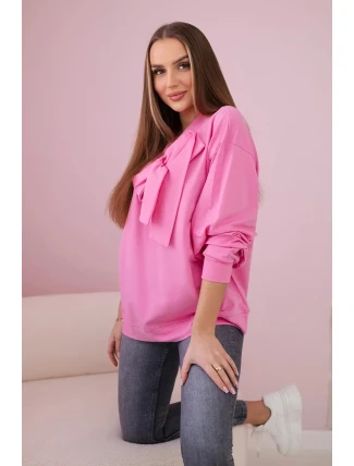 Bavlnená blúzka s mašľou svetlo ružová Bavlnená blúzka s mašľou svetlo ružová