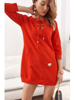 Červené šaty/tunika s viazaným výstrihom