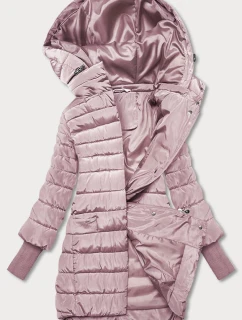 Dámska pletená rebrovaná bunda ružová (P22-6637-52)