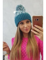 Dámska čiapka s brmbolcom Abigail K326 marine+ecru