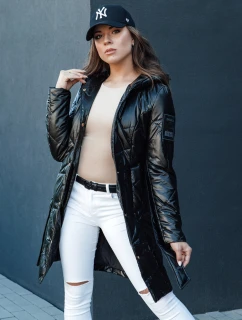 Dámska prešívaná dlhá bunda s kapucňou PAUL black FashionStreet TY4415