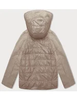 Dámska krátka voľná bunda s melanžovými rukávmi Vaston camel-melange (F-23962#)