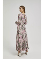 Dámske maxi šaty MOODO - béžové s kvetinovým vzorom