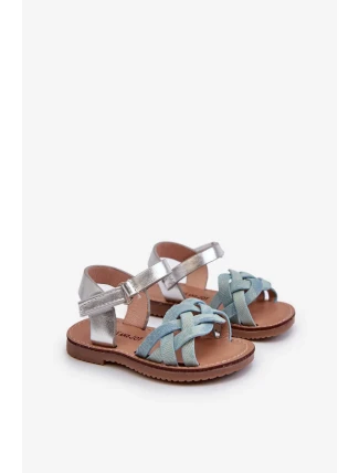 Detské sandále so zapínaním na suchý zips a pletenými remienkami Blue Dianttha Detské sandále so zapínaním na suchý zips a pletenými remienkami Blue Dianttha