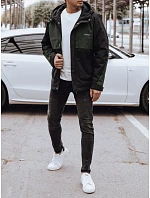 Pánska prechodná bunda do dažďa čierno-zelená FashionStreet TX4917