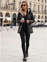 Dámska zimná prešívaná bunda s kapucňou, čierna, FashionStreet TY5950 Dámska zimná prešívaná bunda s kapucňou, čierna, FashionStreet TY5950