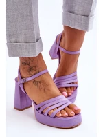Damskie Zamszowe Sandały Na Obcasie I Platformie Fioletowe Verda