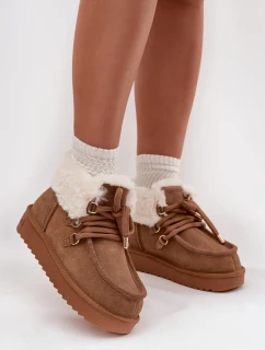 Śniegowce Damskie Z Naturalnego Zamszu D.Franklin DFSH375006 Camel