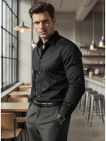 Pánska elegantná hladká čierna košeľa SLIM FIT FashionStreet DX2599