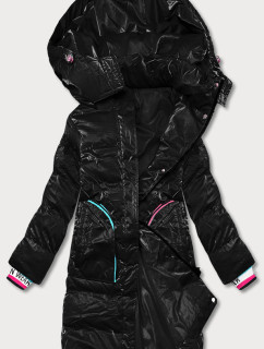 Čierna dámska zimná bunda s farebnými vsadkami (CAN-594)