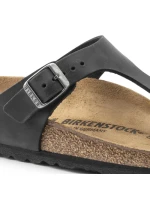 Birkenstock Gizeh NU Oiled Black Regular Oiled kožené žabky pre široké nohy (0845251)
