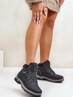 Buty Trekkingowe Męskie Ocieplane Z Eko Skóry Granatowe Neramia