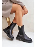 Skórzane Botki Sztyblety z Ozdobą CheBello 4537 Czarne