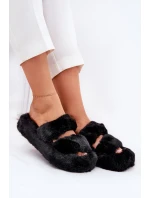 Futrzane Kapcie Damskie Na Platformie Czarne Talfedi