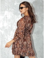 Dámske hnedé šaty EXOTIKA v jednej veľkosti FashionStreet EY2542