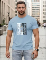 Pánske modré bavlnené tričko s potlačou Revolution FashionStreet NX0143R Pánske modré bavlnené tričko s potlačou Revolution FashionStreet NX0143R
