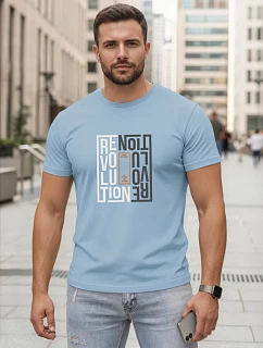 Pánske modré bavlnené tričko s potlačou Revolution FashionStreet NX0143R