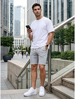Pánske teplákové šortky so šnúrkou, svetlosivé, FashionStreet SX2621 Pánske teplákové šortky so šnúrkou, svetlosivé, FashionStreet SX2621