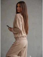 Béžová dámska tepláková súprava - mikina so stojačikom a nohavice (82162) Béžová dámska tepláková súprava - mikina so stojačikom a nohavice (82162)