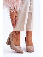 Zazoo 3117 Skórzane Czółenka  Beżowe