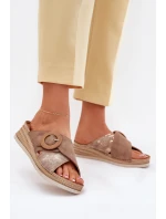 Dámske žabky na platforme s ozdobnou prackou Brown Inblu RV000012