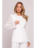 M865 Sako s čipkovanými panelmi a jedným gombíkom - ecru