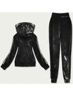 Čierny dámsky velúrový dres s lampasmi (81223)