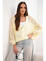 Dámsky sveter oversize s gombíkmi, vykladaný, žltý Dámsky sveter oversize s gombíkmi, vykladaný, žltý