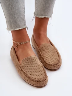 Damskie Zamszowe Mokasyny Ciemnobeżowe Ranica