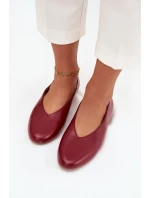 Baleriny Damskie Z Eko Skóry Na Płaskim Obcasie Bordowe Olyssia