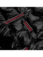 Čierna dámska bunda s ozdobnými lampasmi (AG1-J9002)