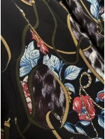 Dámske čierne kvetinové plisované šaty s golierom (Z-56) Dámske čierne kvetinové plisované šaty s golierom (Z-56)