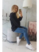 Tunika na zips s kapucňou Oversize čierna