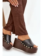 Dámské pantofle na platformě s cvočky černé Mareline